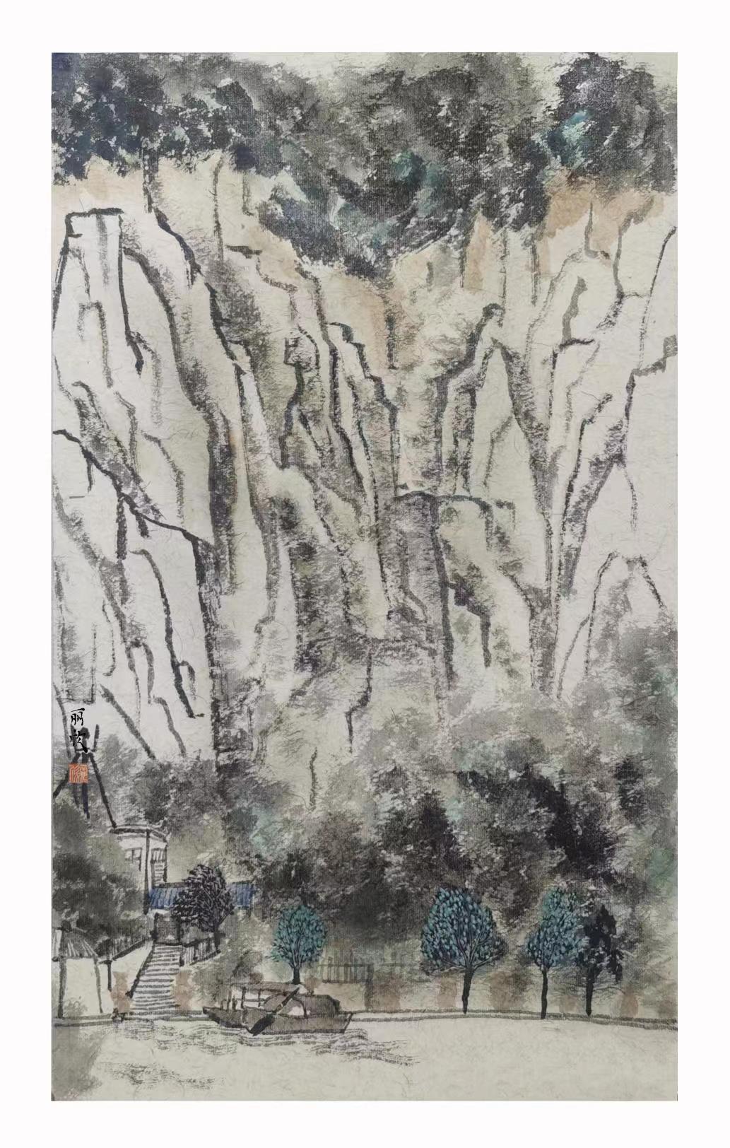 《太行山写生》郝丽欣 中国画 30cmx50cm.jpg